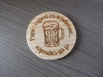 Dessous de verre en bois gravé "Fête des Pères" – Image 3